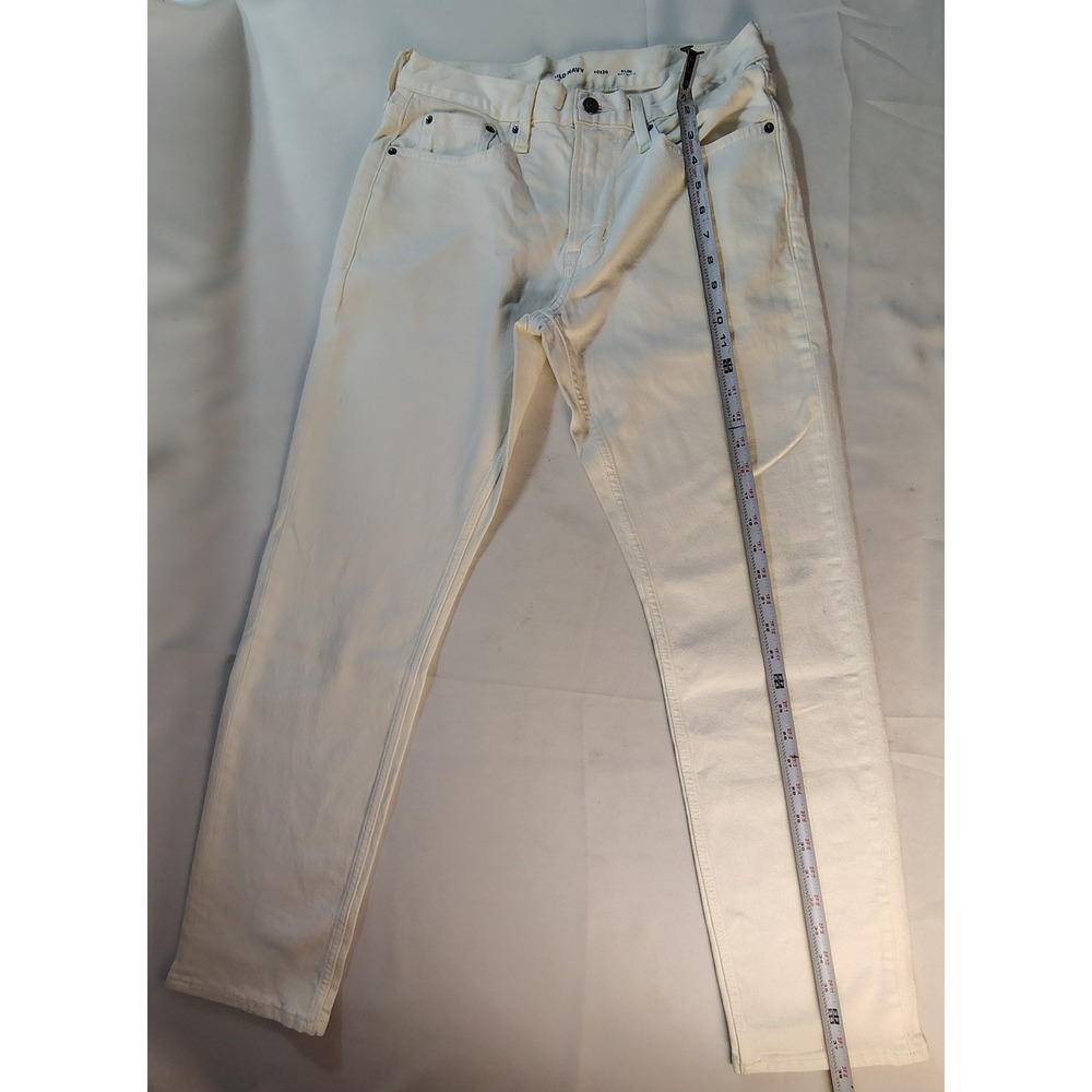 Old Navy Mens 30x30 Slim Built-In Flex Jeans Off-White Cream Denim Pants